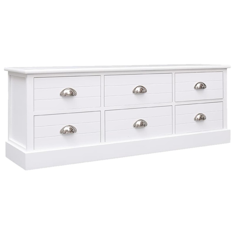 vidaXL Mobile Porta TV Bianco 108x30x40 cm Legno Massello di Paulownia vidaXL Mobile Porta TV Bianco 108x30x40 cm Legno Massello di Paulownia