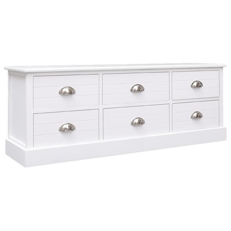 vidaXL Mobile Porta TV Bianco 108x30x40 cm Legno Massello di Paulownia