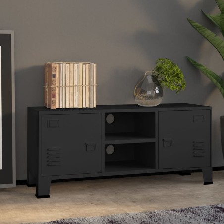 vidaXL Mobile TV Industriale Nero 105x35x42 cm in Metallo