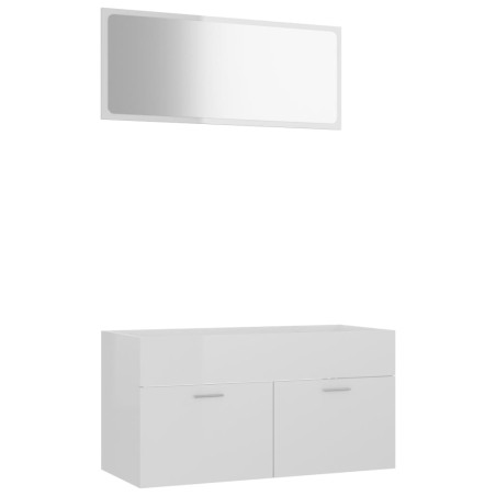 Set Mobili da Bagno 2 pz Bianco Lucido in Truciolato