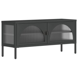 vidaXL Mobile Porta TV Nero 105x35x50 cm Vetro e Acciaio