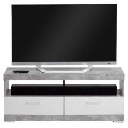 FMD Mobile per TV/Hi-Fi in Grigio Cemento e Bianco Lucido