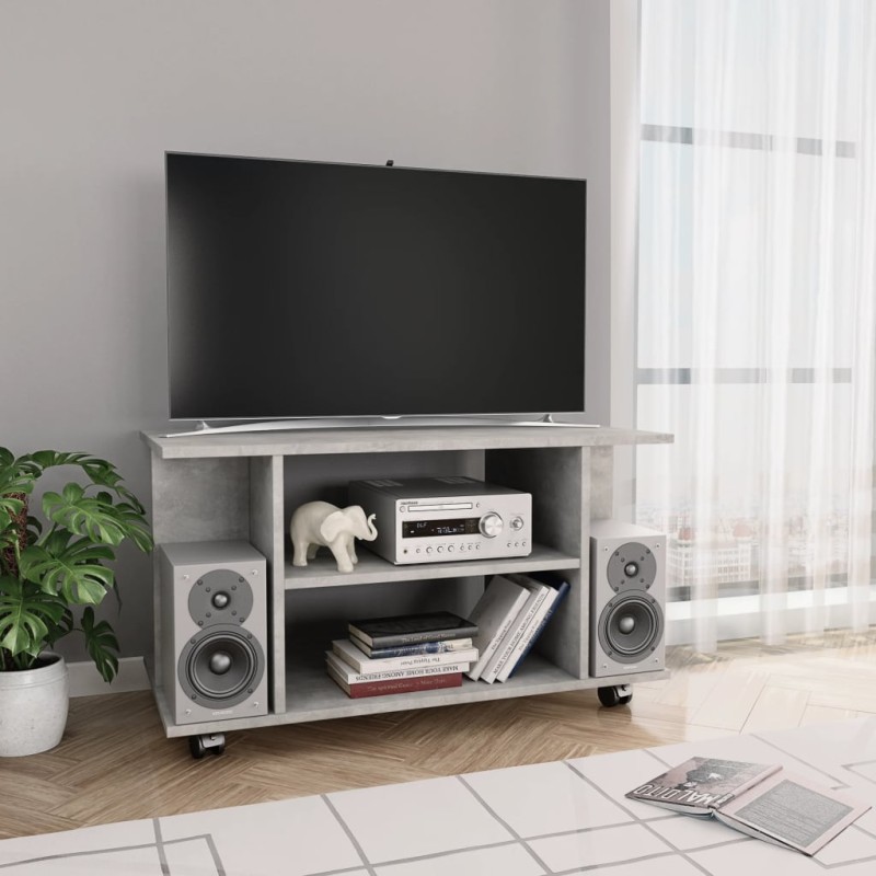 vidaXL Mobile TV con Ruote Grigio Cemento 80x40x40 cm in Multistrato vidaXL Mobile TV con Ruote Grigio Cemento 80x40x40 cm in Multistrato