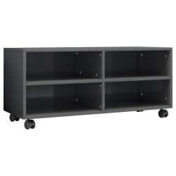 vidaXL Mobile TV con Ruote Grigio Lucido 90x35x35 cm in Truciolato  