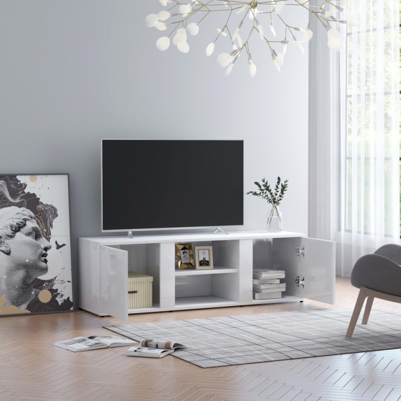 vidaXL Mobile Porta TV Bianco Lucido 120x34x37 cm in Truciolato vidaXL Mobile Porta TV Bianco Lucido 120x34x37 cm in Truciolato
