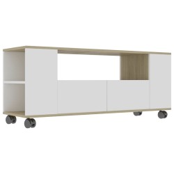 vidaXL Mobile TV Bianco Rovere Sonoma 120x35x48 cm Legno Multistrato
