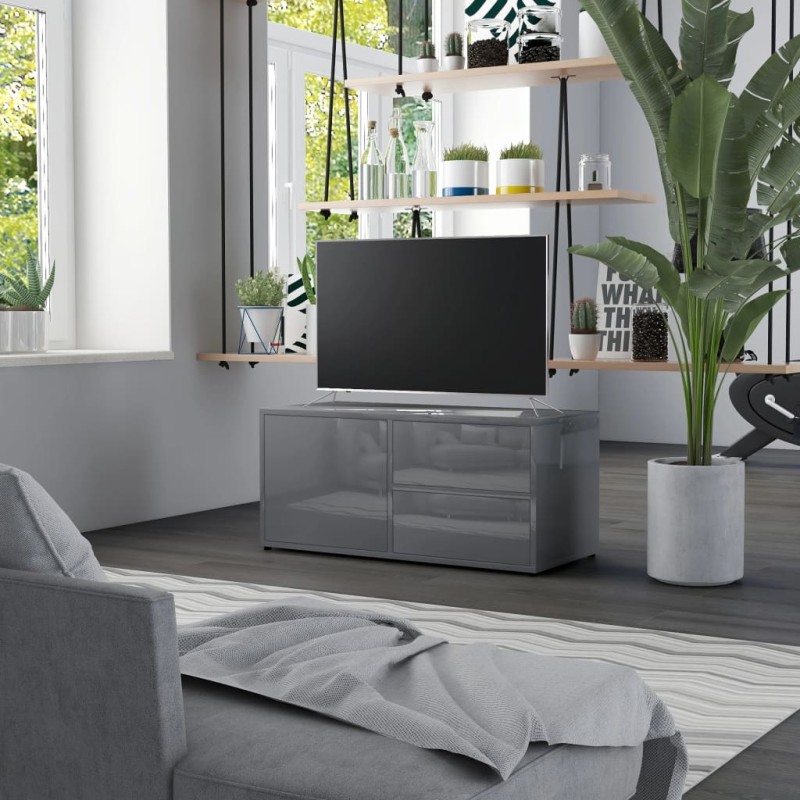vidaXL Mobile Porta TV Grigio Lucido 80x34x36 cm in Truciolato vidaXL Mobile Porta TV Grigio Lucido 80x34x36 cm in Truciolato
