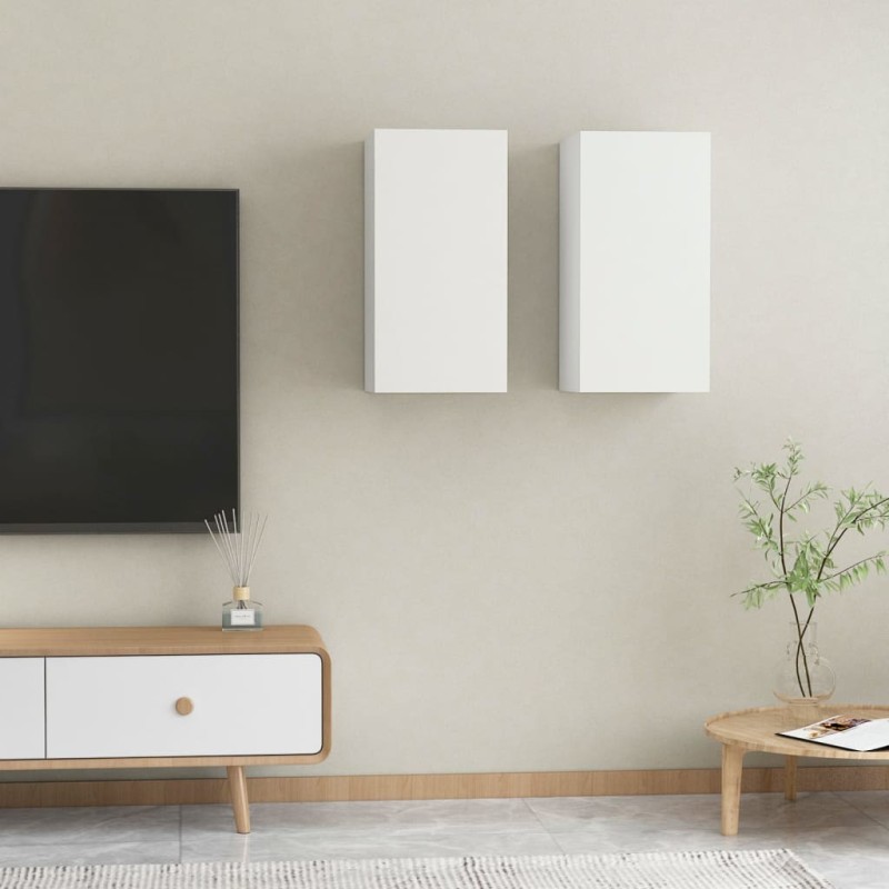 vidaXL Mobili TV Bianchi 2 pz 30,5x30x60 cm in Legno Multistrato