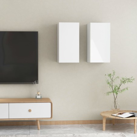 vidaXL Mobili TV Bianco Lucido 2 pz 30,5x30x60 cm in Truciolato