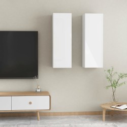 vidaXL Mobili TV Bianco Lucido 2 pz 30,5x30x90 cm in Truciolato