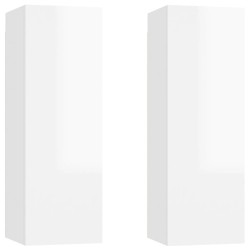 vidaXL Mobili TV Bianco Lucido 2 pz 30,5x30x90 cm in Truciolato