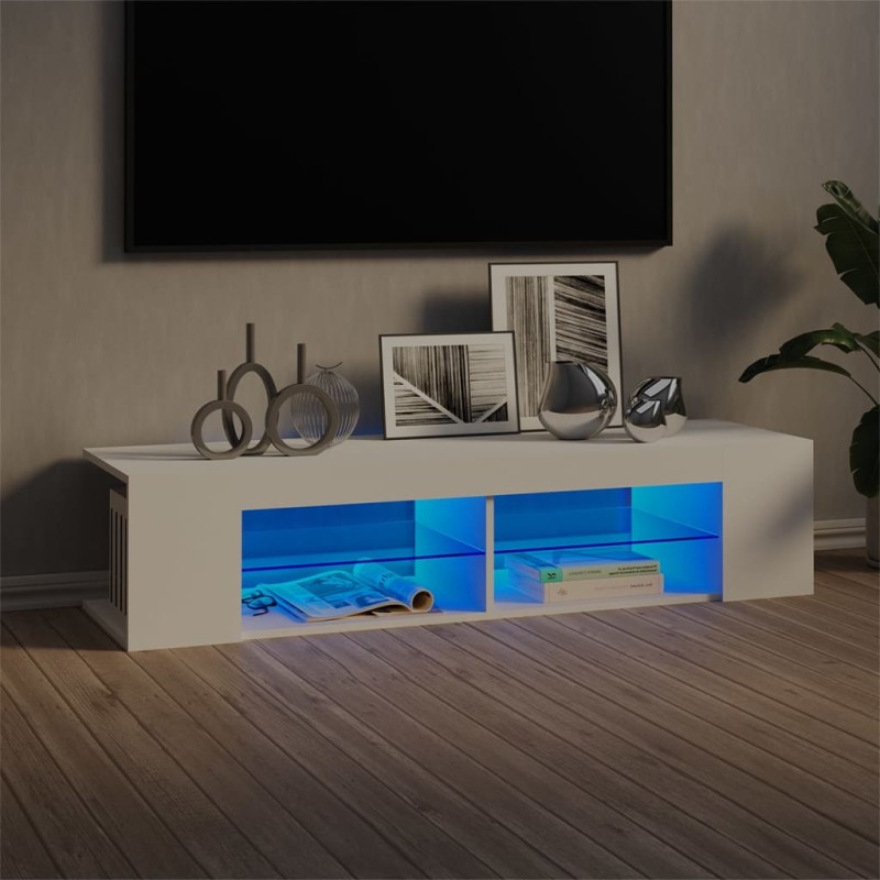 vidaXL Mobile Porta TV con Luci LED Bianco 135x39x30 cm