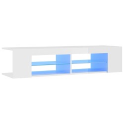 vidaXL Mobile Porta TV con Luci LED Bianco Lucido 135x39x30 cm