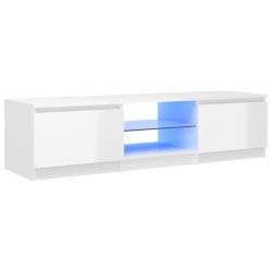 vidaXL Mobile Porta TV con Luci LED Bianco Lucido 140x40x35,5 cm