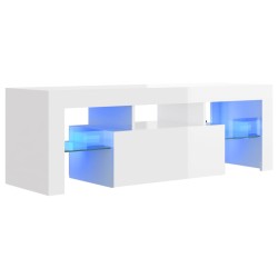 vidaXL Mobile Porta TV con Luci LED Bianco Lucido 120x35x40 cm