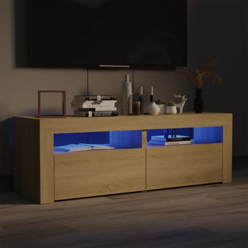 vidaXL Mobile Porta TV con Luci LED Rovere Sonoma 120x35x40 cm