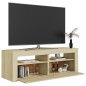 vidaXL Mobile Porta TV con Luci LED Rovere Sonoma 120x35x40 cm