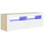 vidaXL Mobile Porta TV con Luci LED Bianco e Rovere Sonoma 120x35x40cm vidaXL Mobile Porta TV con Luci LED Bianco e Rovere Sonoma 120x35x40cm