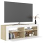 vidaXL Mobile Porta TV con Luci LED Bianco e Rovere Sonoma 120x35x40cm vidaXL Mobile Porta TV con Luci LED Bianco e Rovere Sonoma 120x35x40cm