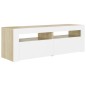 vidaXL Mobile Porta TV con Luci LED Bianco e Rovere Sonoma 120x35x40cm vidaXL Mobile Porta TV con Luci LED Bianco e Rovere Sonoma 120x35x40cm