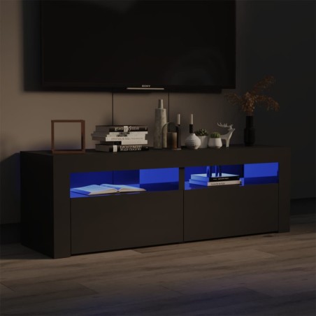 vidaXL Mobile Porta TV con Luci LED Grigio Lucido 120x35x40 cm