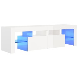 vidaXL Mobile Porta TV con Luci LED Bianco Lucido 140x36,5x40 cm