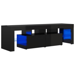 vidaXL Mobile Porta TV con Luci LED Nero Lucido 140x36,5x40 cm