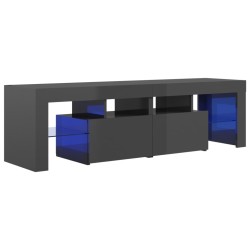 vidaXL Mobile Porta TV con Luci LED Grigio Lucido 140x36,5x40 cm