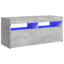 vidaXL Mobile Porta TV con Luci LED Grigio Cemento 90x35x40 cm