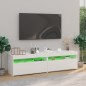 vidaXL Mobili Porta TV con Luci LED 2 pz Bianco 75x35x40 cm vidaXL Mobili Porta TV con Luci LED 2 pz Bianco 75x35x40 cm