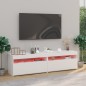 vidaXL Mobili Porta TV con Luci LED 2 pz Bianco 75x35x40 cm vidaXL Mobili Porta TV con Luci LED 2 pz Bianco 75x35x40 cm