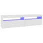 vidaXL Mobili Porta TV con Luci LED 2 pz Bianco 75x35x40 cm vidaXL Mobili Porta TV con Luci LED 2 pz Bianco 75x35x40 cm