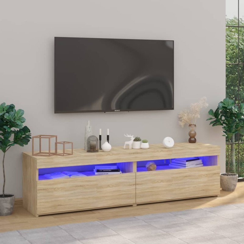 vidaXL Mobili Porta TV con Luci LED 2 pz Rovere Sonoma 75x35x40 cm vidaXL Mobili Porta TV con Luci LED 2 pz Rovere Sonoma 75x35x40 cm