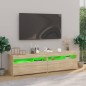 vidaXL Mobili Porta TV con Luci LED 2 pz Rovere Sonoma 75x35x40 cm vidaXL Mobili Porta TV con Luci LED 2 pz Rovere Sonoma 75x35x40 cm