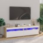 804402 vidaXL Armadietti TV 2 pz Luci LED Bianco e Sonoma 75x35x40 cm 804402 vidaXL Armadietti TV 2 pz Luci LED Bianco e Sonoma 75x35x40 cm