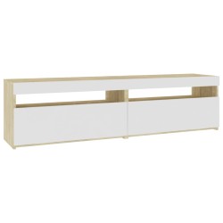 804402 vidaXL Armadietti TV 2 pz Luci LED Bianco e Sonoma 75x35x40 cm