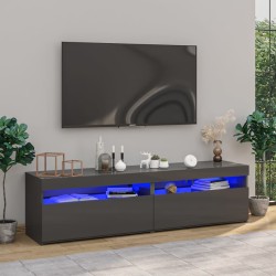 vidaXL Mobili Porta TV con Luci LED 2 pz Grigio Lucido 75x35x40 cm