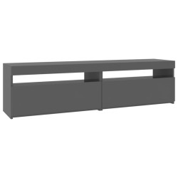 vidaXL Mobili Porta TV con Luci LED 2 pz Grigio Lucido 75x35x40 cm
