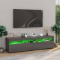 vidaXL Mobili Porta TV con Luci LED 2 pz Grigio Lucido 75x35x40 cm vidaXL Mobili Porta TV con Luci LED 2 pz Grigio Lucido 75x35x40 cm