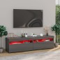 vidaXL Mobili Porta TV con Luci LED 2 pz Grigio Lucido 75x35x40 cm vidaXL Mobili Porta TV con Luci LED 2 pz Grigio Lucido 75x35x40 cm