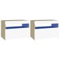 vidaXL Mobili Porta TV con LED 2 pz Bianco e Rovere Sonoma 60x35x40 cm