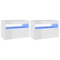vidaXL Mobili Porta TV con Luci LED 2 pz Bianco Lucido 60x35x40 cm vidaXL Mobili Porta TV con Luci LED 2 pz Bianco Lucido 60x35x40 cm