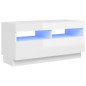 vidaXL Mobile Porta TV con Luci LED Bianco Lucido 80x35x40 cm
