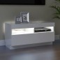 vidaXL Mobile Porta TV con Luci LED Bianco Lucido 80x35x40 cm