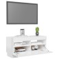vidaXL Mobile Porta TV con Luci LED Bianco Lucido 80x35x40 cm