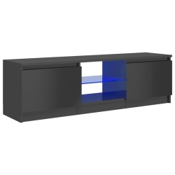 vidaXL Mobile Porta TV con Luci LED Grigio Lucido 120x30x35,5 cm