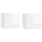 vidaXL Armadietti a Parete per TV 2 pz Bianco Lucido 30,5x30x30 cm vidaXL Armadietti a Parete per TV 2 pz Bianco Lucido 30,5x30x30 cm