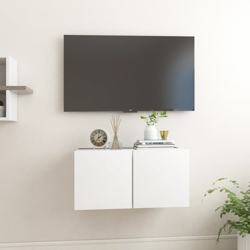 vidaXL Mobile Porta TV Pensile Bianco 60x30x30 cm vidaXL Mobile Porta TV Pensile Bianco 60x30x30 cm