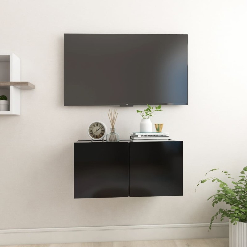 vidaXL Mobile Porta TV Sospeso Nero 60x30x30cm vidaXL Mobile Porta TV Sospeso Nero 60x30x30cm