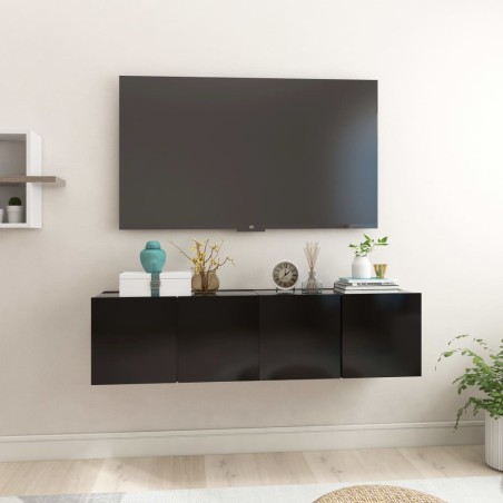 vidaXL Mobili Porta TV Sospesi 2 pz Neri 60x30x30 cm 